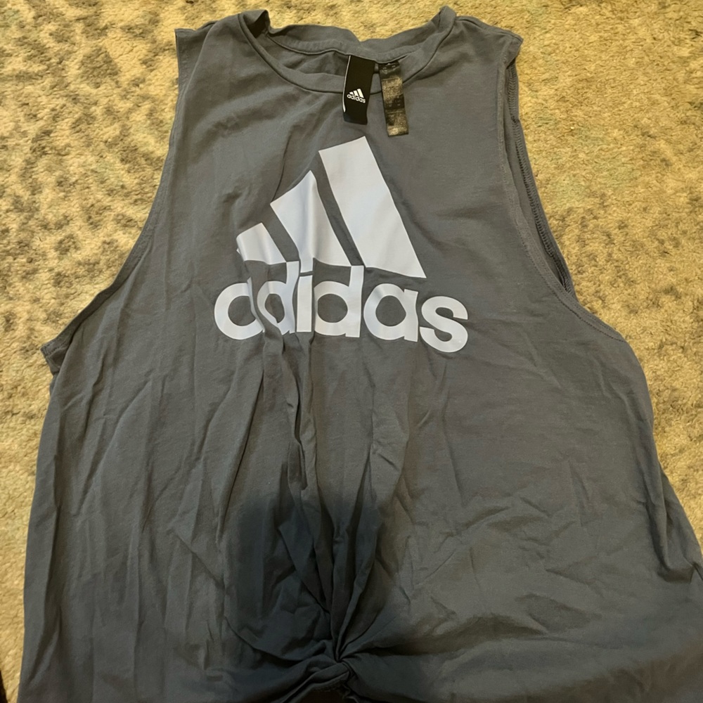 Blue adidas muscle tank